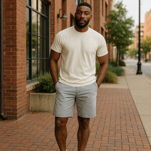 28 Palms Shorts Mens 34 Gray Chino Flat Front Casual Summer Cotton Blend Pockets